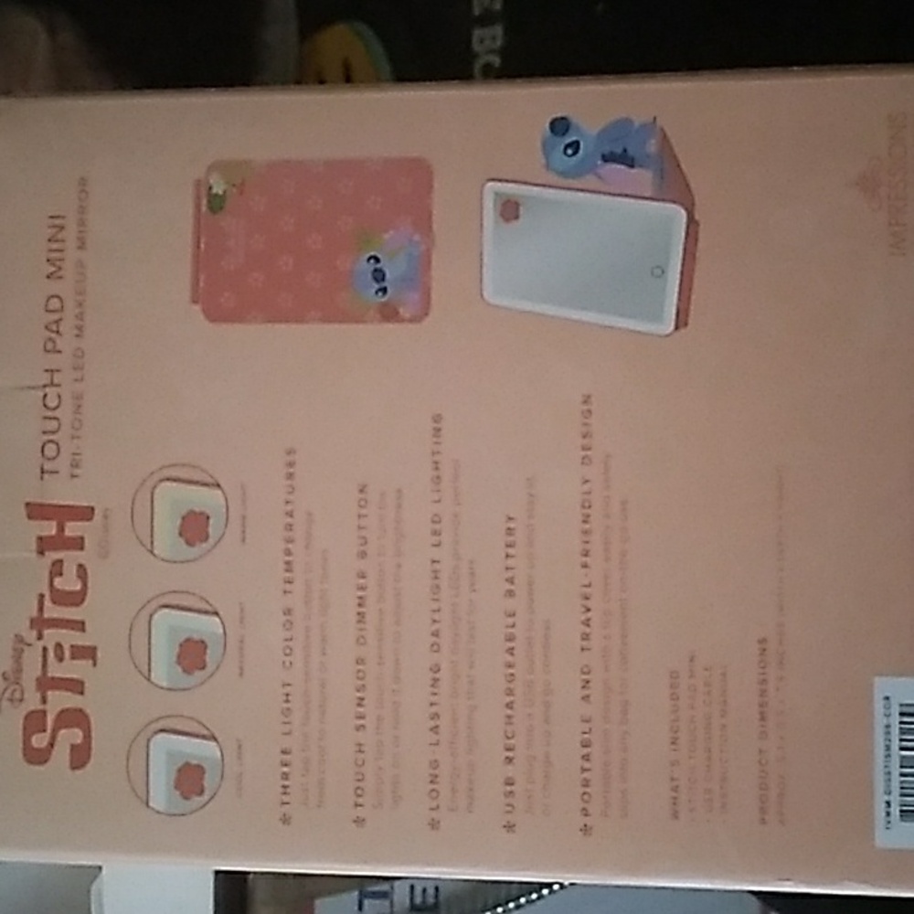 Impressions Vanity Co Disney Stitch Touch Pad Mini Tri Tone LED Makeup Mirror - Picture 2 of 3